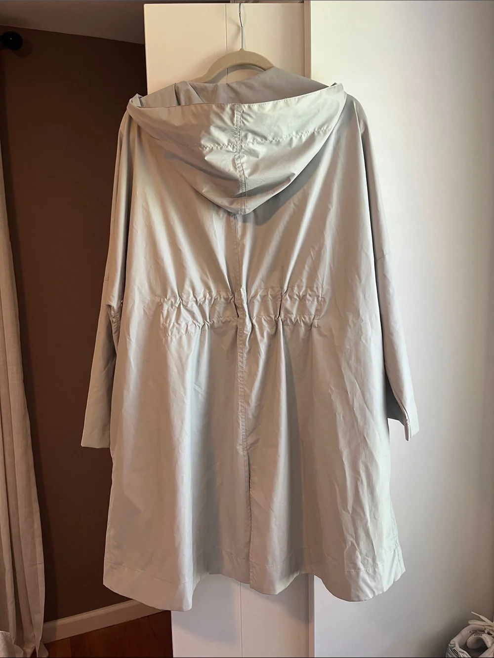 Light Gray Hooded Rain Jacket